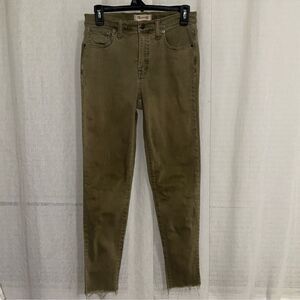 Madewell 27 High-Rise Skinny Olive Camo Army Green Lightweight Stretch Jeans
